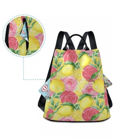 Lemons Roses Backpack Purse for Women Travel Casual Daypack College Bookbag Work Business Ladies Shoulder Bag $24.50 Backpacks