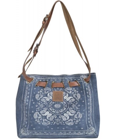 Womens Bandana Sierra Light Blue/Tan Leather Handbag Bag $59.86 Handbags