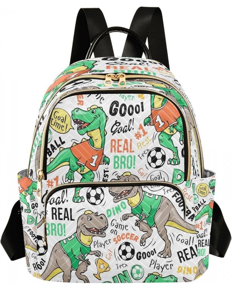 Football Cute Dinosaur Soccer Women Backpack Purse Ladies Fashion Shoulder Bag Daypack Travel Bag 7.5L Medium $14.88 Backpacks