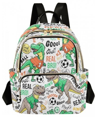 Football Cute Dinosaur Soccer Women Backpack Purse Ladies Fashion Shoulder Bag Daypack Travel Bag 7.5L Medium $14.88 Backpacks