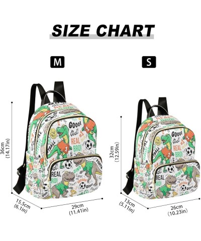 Football Cute Dinosaur Soccer Women Backpack Purse Ladies Fashion Shoulder Bag Daypack Travel Bag 7.5L Medium $14.88 Backpacks