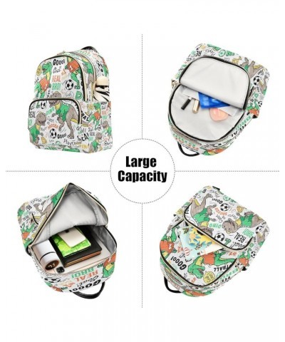 Football Cute Dinosaur Soccer Women Backpack Purse Ladies Fashion Shoulder Bag Daypack Travel Bag 7.5L Medium $14.88 Backpacks