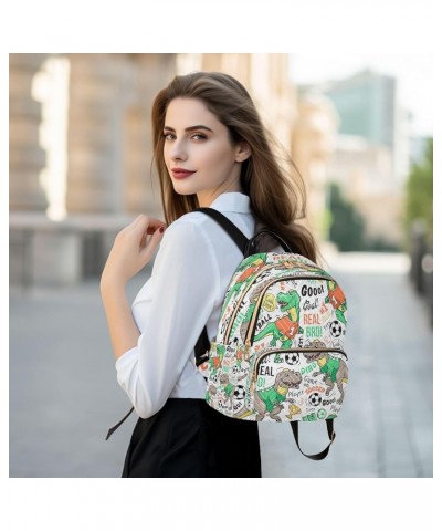 Football Cute Dinosaur Soccer Women Backpack Purse Ladies Fashion Shoulder Bag Daypack Travel Bag 7.5L Medium $14.88 Backpacks