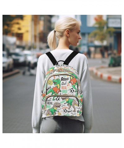 Football Cute Dinosaur Soccer Women Backpack Purse Ladies Fashion Shoulder Bag Daypack Travel Bag 7.5L Medium $14.88 Backpacks