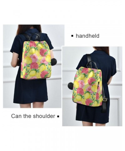 Lemons Roses Backpack Purse for Women Travel Casual Daypack College Bookbag Work Business Ladies Shoulder Bag $24.50 Backpacks