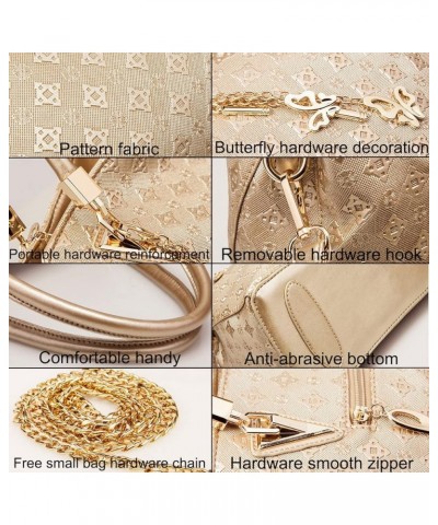 Women Fashion Synthetic Leather Handbags Tote Bag Shoulder Bag Top Handle Satchel Purse with Pendant Set 4pcs White Gold $30....