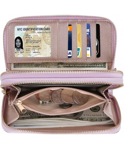 Double Zipper Long Clutch Wallet Cellphone Wallet for Women with Removable Wristlet Strap for Credit Card, Cash, Coin, Bill B...