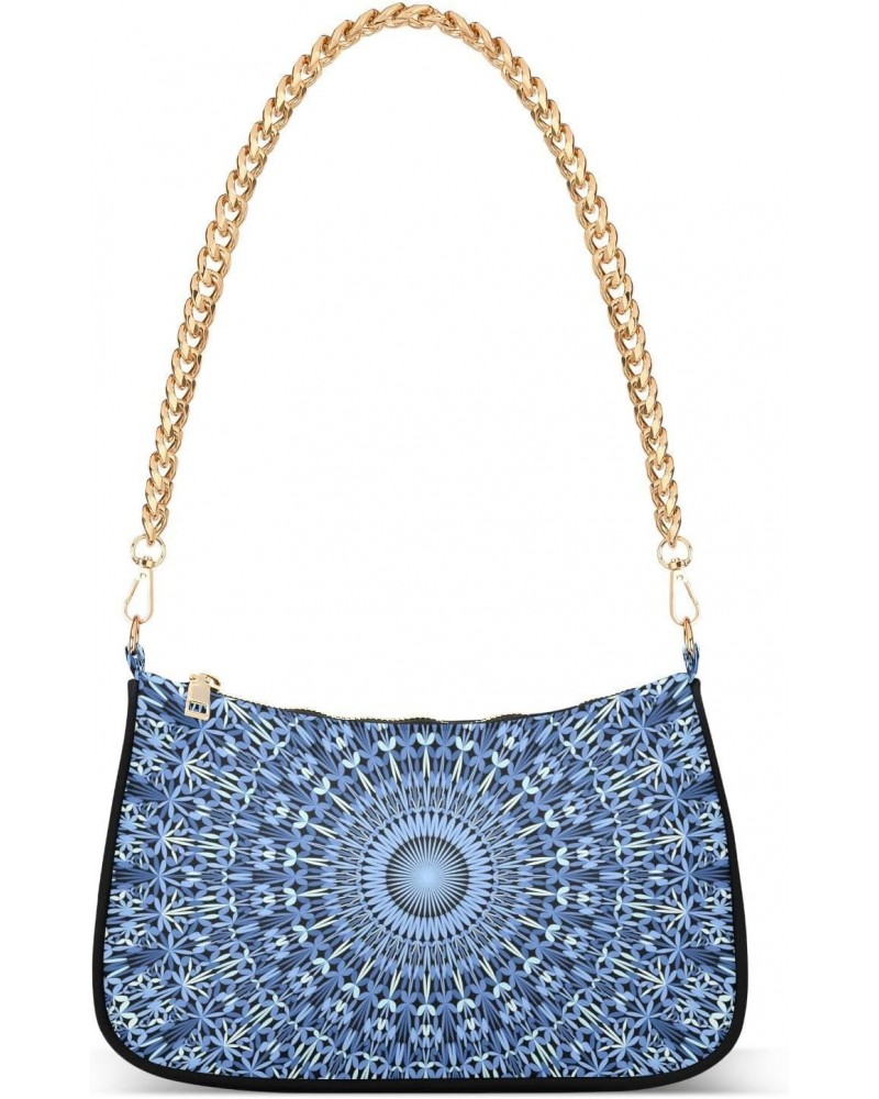 Blue Mandala Shoulder Bag for Women Clutch Purse Shoulder Handbag with Zipper Closure for Travel Gift Dumpling Bag $17.69 Sho...