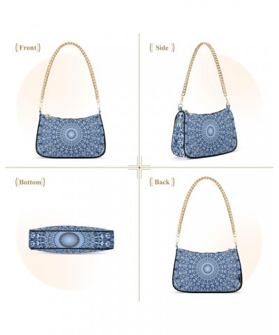 Blue Mandala Shoulder Bag for Women Clutch Purse Shoulder Handbag with Zipper Closure for Travel Gift Dumpling Bag $17.69 Sho...