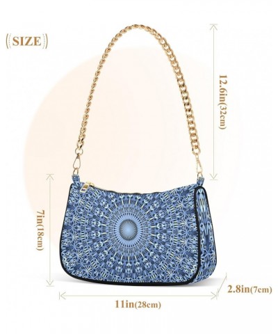 Blue Mandala Shoulder Bag for Women Clutch Purse Shoulder Handbag with Zipper Closure for Travel Gift Dumpling Bag $17.69 Sho...