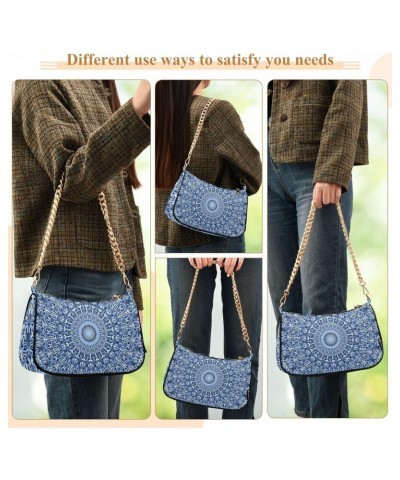 Blue Mandala Shoulder Bag for Women Clutch Purse Shoulder Handbag with Zipper Closure for Travel Gift Dumpling Bag $17.69 Sho...