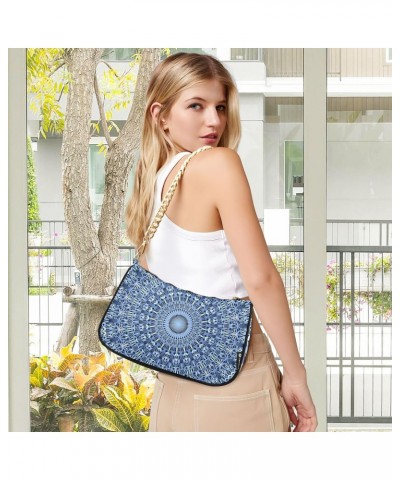 Blue Mandala Shoulder Bag for Women Clutch Purse Shoulder Handbag with Zipper Closure for Travel Gift Dumpling Bag $17.69 Sho...