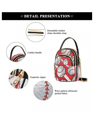 Red Baseball Sport Ball Crossbody Bag Small Shoulder Handbags Leather Purse for Women $11.18 Crossbody Bags