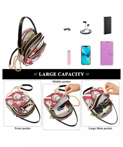 Red Baseball Sport Ball Crossbody Bag Small Shoulder Handbags Leather Purse for Women $11.18 Crossbody Bags