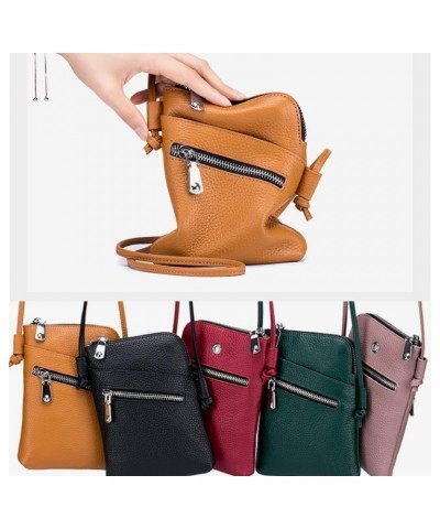 Genuine Leather Mobile Phone Cross Body Bags for Women Leisure Small Shoulder Bag Soft Mini Crossbody Bag (Brown) Purple $25....