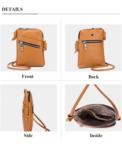 Genuine Leather Mobile Phone Cross Body Bags for Women Leisure Small Shoulder Bag Soft Mini Crossbody Bag (Brown) Purple $25....