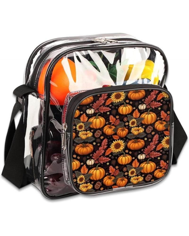 Autumn Pumpkin Sunflowers Stadium-Approved Clear Crossbody Bag with Colorful Print Design Autumn Pumpkin Sunflowers $14.57 Cr...