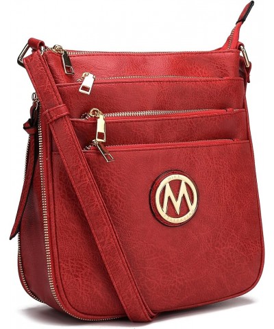 MKF Crossbody Bag for Women – PU Leather Expandable Messenger Purse – Designer Pocketbook Handbag Shoulder Strap Luciana Red ...