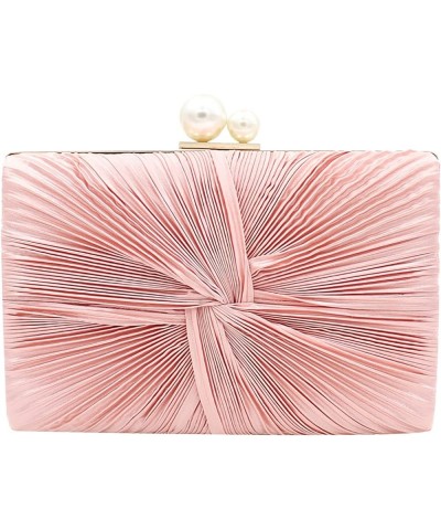 Satin Bag Evening Clutch with Faux Pearls Closure, Ladies Banquet Bag Purse with Crossbody Chain (Color : Pink) Pink $38.84 E...