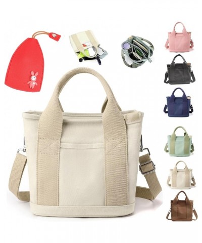 Elmyse Handbag Canvas, New Large Capacity Multi-Pocket Handbag, Multi-Compartment Crossbody Shoulder Bag White $12.59 Totes