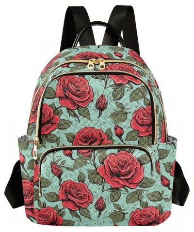 Retro Flower Rose Fashion Backpack Purse for Women, Casual Daypacks, Ladies Gift for Traveling Hiking Multicolor $16.50 Backp...