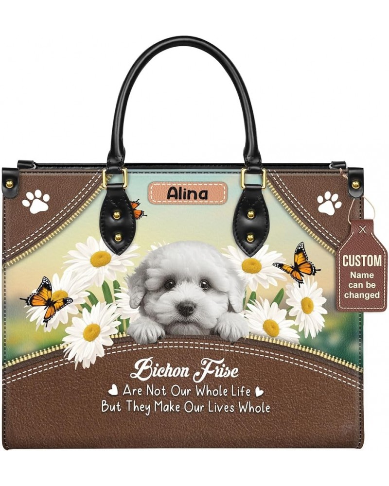 Personalized Bichon Frise Dog Handbags, Custom Name Dog Leather Bags, Purses, Shoulder Bag, Gift For Dog Mom Dog Lover Style ...