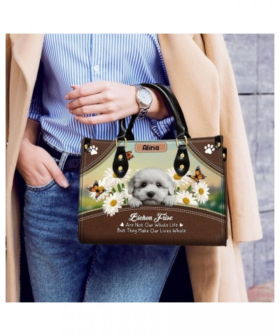 Personalized Bichon Frise Dog Handbags, Custom Name Dog Leather Bags, Purses, Shoulder Bag, Gift For Dog Mom Dog Lover Style ...