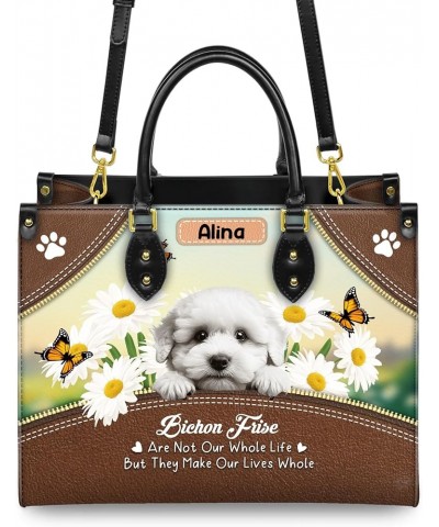 Personalized Bichon Frise Dog Handbags, Custom Name Dog Leather Bags, Purses, Shoulder Bag, Gift For Dog Mom Dog Lover Style ...