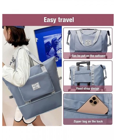 Large Capacity Folding Travel Bag Women's Dry and Wet Separation Sports Portable Shoulder Bag Waterproof Handbag Blue $11.20 ...