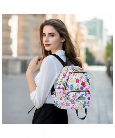 Spring Birds Mini Backpack Purse for Women, Exotic Tropical Floral Travel Backpack Fashion Backpack Handbag Shoulder Bag Smal...