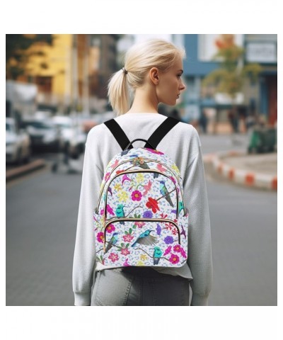 Spring Birds Mini Backpack Purse for Women, Exotic Tropical Floral Travel Backpack Fashion Backpack Handbag Shoulder Bag Smal...