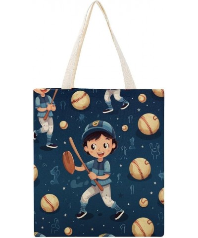 Tote Bag Unique Sports Souvenir Lightweight Washable Trendy Beach Tote Bag Boy Play Baseball Beach Bags Totebag-4 $10.08 Totes