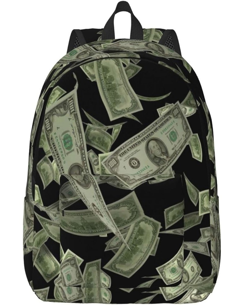 Dollar Sign Money Print Unisex Canvas Backpack Cute Backpack For Travel Sports Casual Aesthetic Backpack Black Medium $20.24 ...