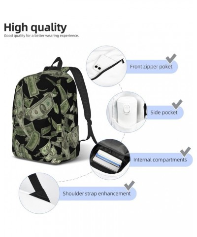 Dollar Sign Money Print Unisex Canvas Backpack Cute Backpack For Travel Sports Casual Aesthetic Backpack Black Medium $20.24 ...