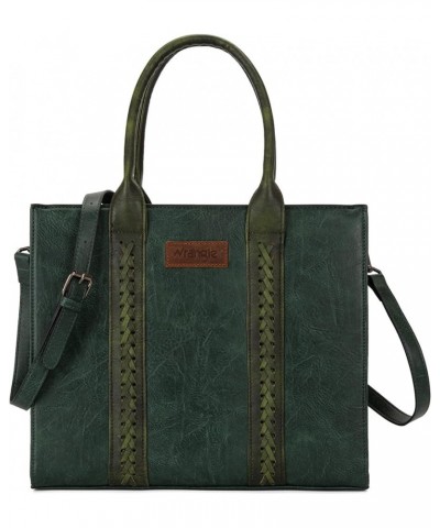 Wrangler Purse for Women Large Work Tote Bags with Strap Vintage Top-Handle Handbags E-dark Green $26.49 Handbags