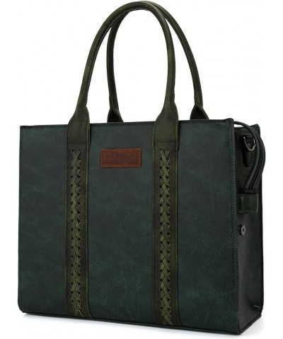 Wrangler Purse for Women Large Work Tote Bags with Strap Vintage Top-Handle Handbags E-dark Green $26.49 Handbags