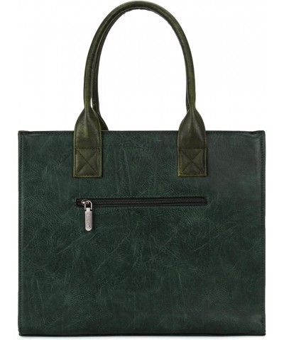 Wrangler Purse for Women Large Work Tote Bags with Strap Vintage Top-Handle Handbags E-dark Green $26.49 Handbags