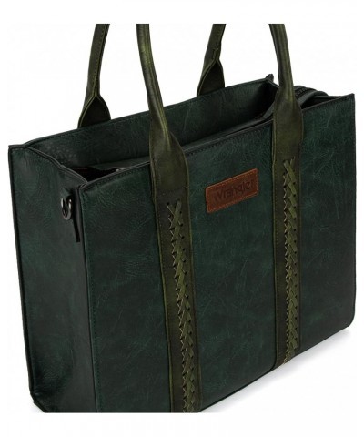 Wrangler Purse for Women Large Work Tote Bags with Strap Vintage Top-Handle Handbags E-dark Green $26.49 Handbags