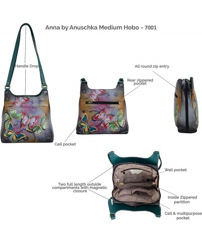 Hand-Painted Original Artwork, Genuine Leather - Triple Compartment Satchel Denim Paisley Floral $80.73 Satchels