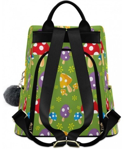 Rainbow Mushroom Flower Large Women's Fashion Casual Backpack Purse Shoulder Travel Bag $21.19 Backpacks