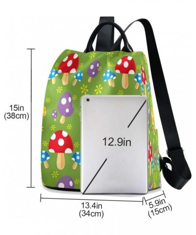 Rainbow Mushroom Flower Large Women's Fashion Casual Backpack Purse Shoulder Travel Bag $21.19 Backpacks