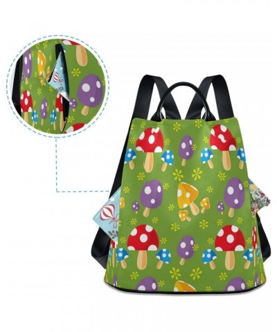 Rainbow Mushroom Flower Large Women's Fashion Casual Backpack Purse Shoulder Travel Bag $21.19 Backpacks