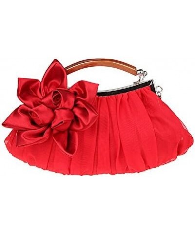 Embellish Sheer Chiffon Exterior Big Floral Party Clutch Evening Handbag Red $12.76 Evening Bags