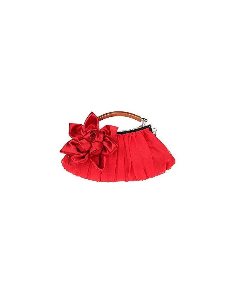 Embellish Sheer Chiffon Exterior Big Floral Party Clutch Evening Handbag Red $12.76 Evening Bags