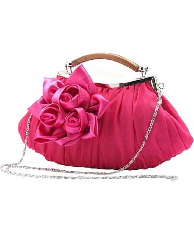 Embellish Sheer Chiffon Exterior Big Floral Party Clutch Evening Handbag Red $12.76 Evening Bags