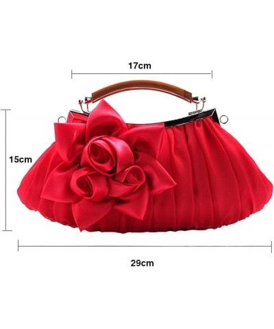 Embellish Sheer Chiffon Exterior Big Floral Party Clutch Evening Handbag Red $12.76 Evening Bags