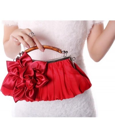 Embellish Sheer Chiffon Exterior Big Floral Party Clutch Evening Handbag Red $12.76 Evening Bags