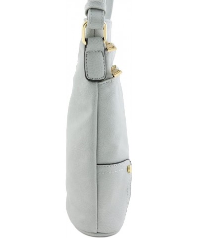 Triple Zip Pocket Large Crossbody Bag Blue Grey $18.69 Crossbody Bags