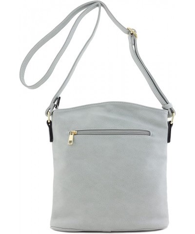 Triple Zip Pocket Large Crossbody Bag Blue Grey $18.69 Crossbody Bags