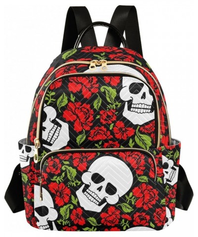 Small Backpack for Women Travel Bag Skull and Flowers Daypack Purse Fashion Shoulder Bag Rucksack Small A319 $12.74 Backpacks